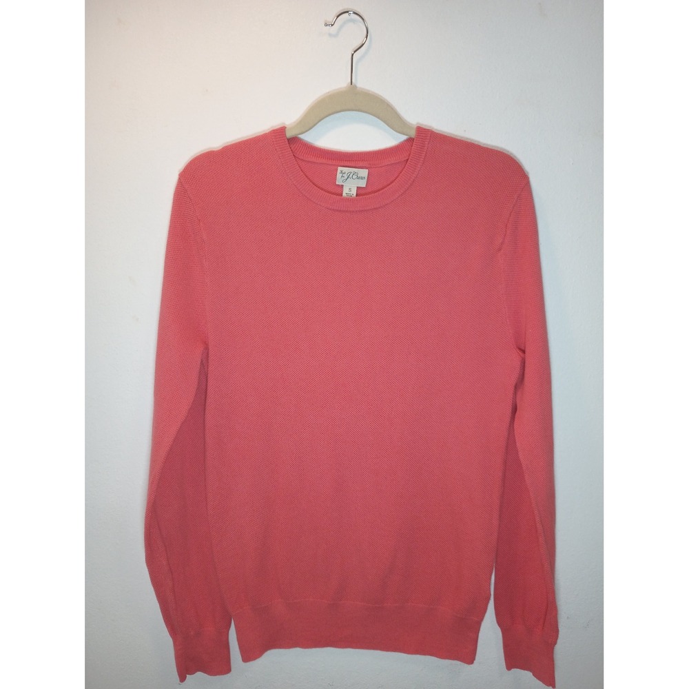 J.Crew Re-Imagined Coral Pink 100% Cotton Textured Crewneck Sweater Preppychic S